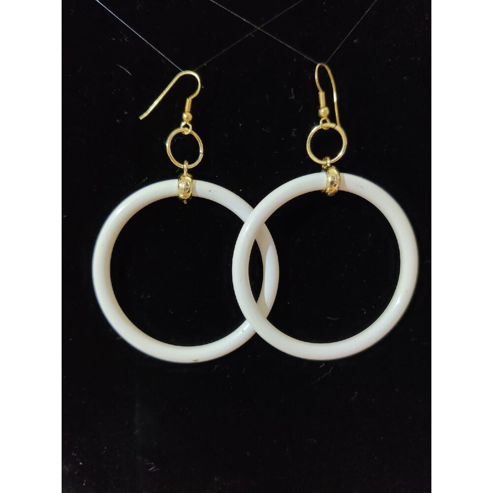 White Hoop Earrings